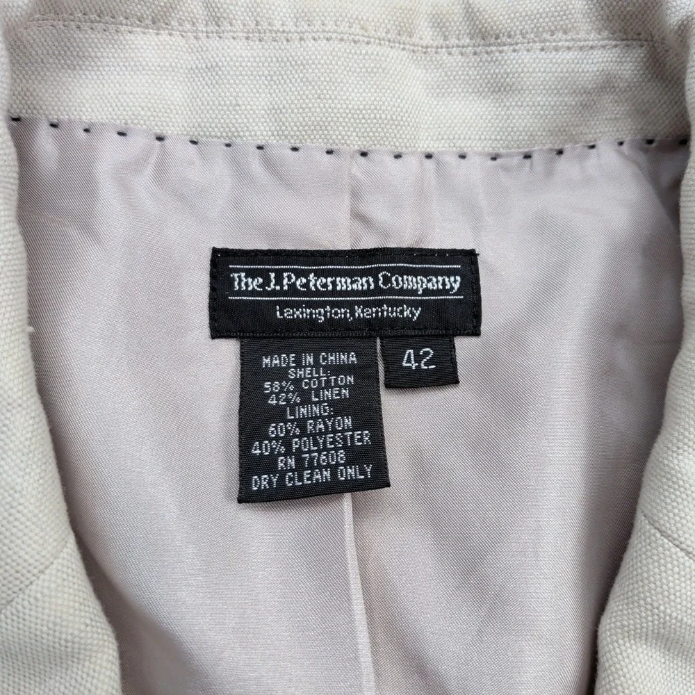 The J. Peterman‎ Company Blazer Sport Coat Mens 42L Cotton Linen Unlined Western